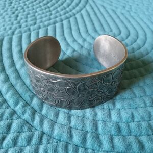 Salisbury Pewter Floral Cuff Bracelet